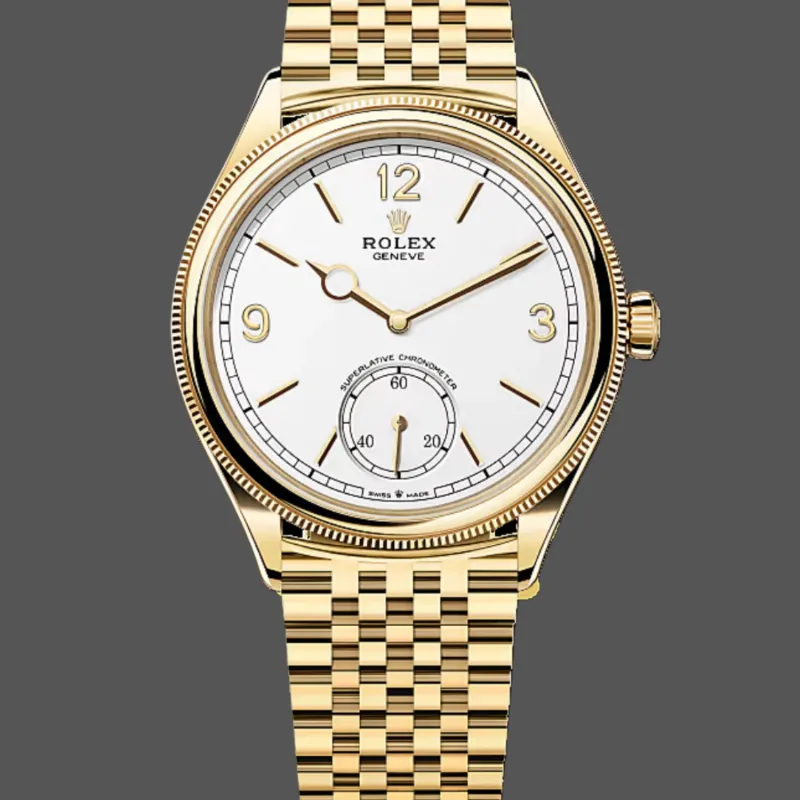 Rolex Perpetual 1908 52508 Replica - Weisses Zifferblatt Geriffelte Luenette