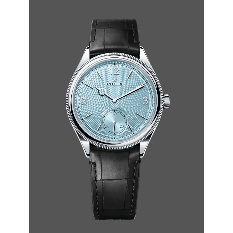 Rolex 1908 52506 Replica - Eisblaues Zifferblatt Geriffelte Luenette