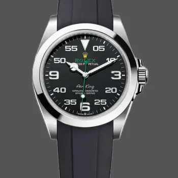 Rolex Air-King 126900 Replica - Schwarzes Zifferblatt Kautschukarmband