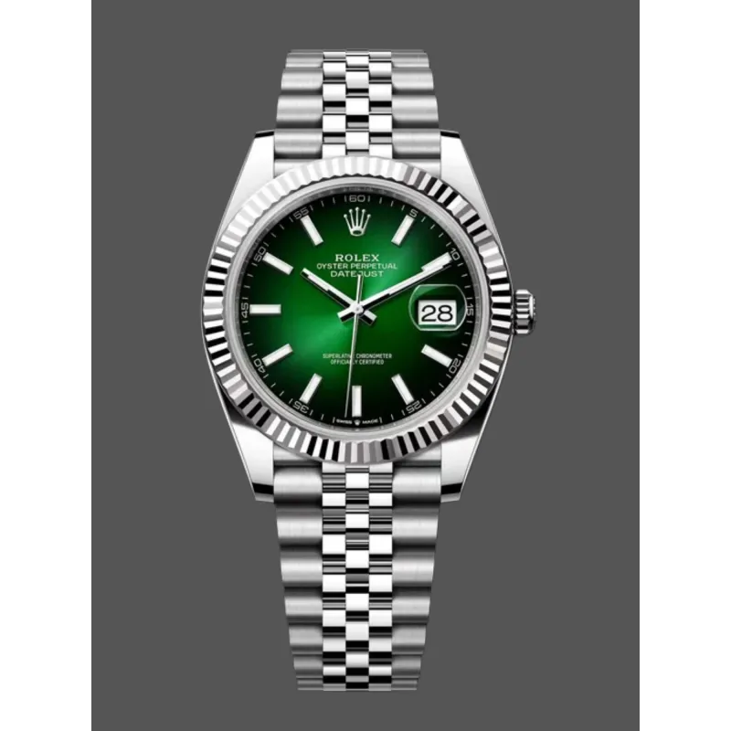 Rolex Datejust Wimbledon 126334 Replica - Gruenes Zifferblatt Geriffelte Luenette