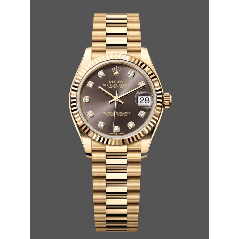 Rolex Datejust Damen 278278 Replica - Graues Zifferblatt Geriffelte Luenette