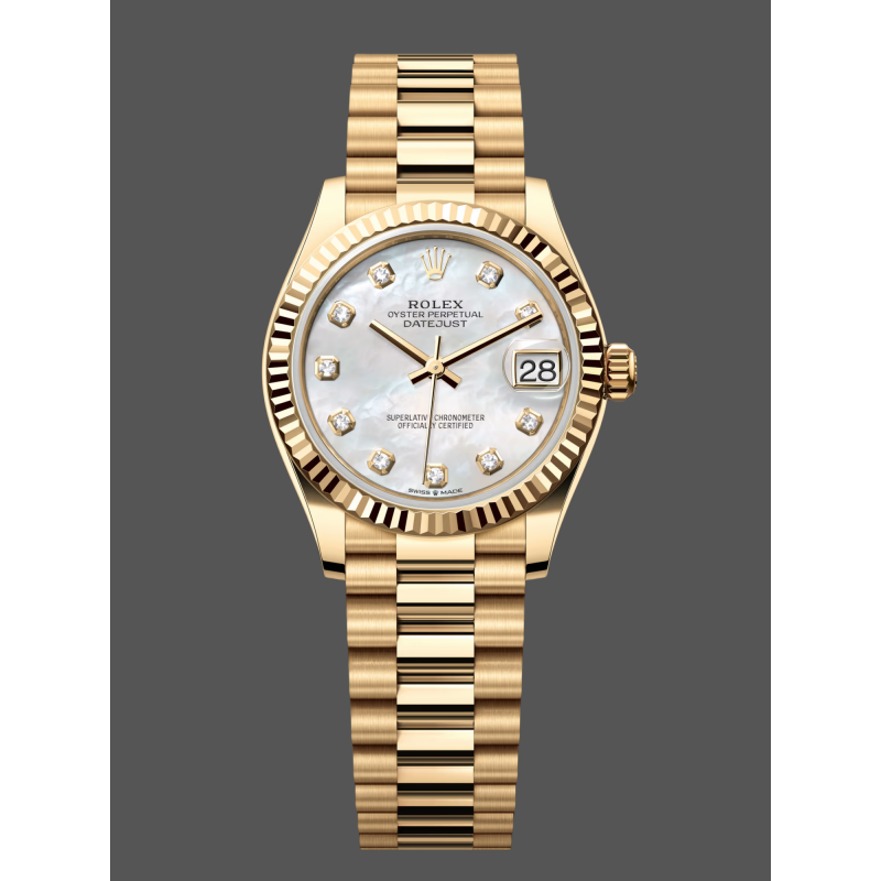 Rolex Datejust Damen 278278 Replica - Perlmutt-Zifferblatt Geriffelte Luenette