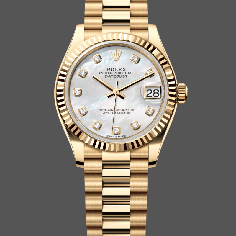 Rolex Datejust Damen 278278 Replica - Perlmutt-Zifferblatt Geriffelte Luenette
