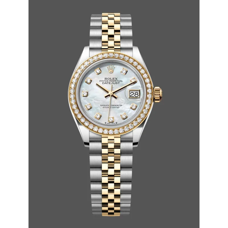 Rolex Datejust Damen 279383RBR Replica - Perlmutt-Zifferblatt Diamantluenette