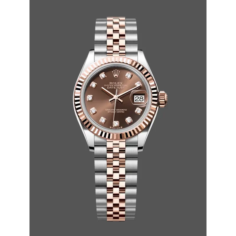 Rolex Datejust 28 Unisex 279171 Replica - Braunes Zifferblatt Geriffelte Luenette