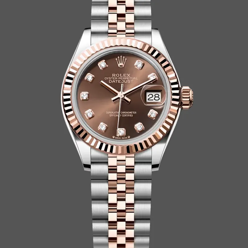 Rolex Datejust 28 Unisex 279171 Replica - Braunes Zifferblatt Geriffelte Luenette