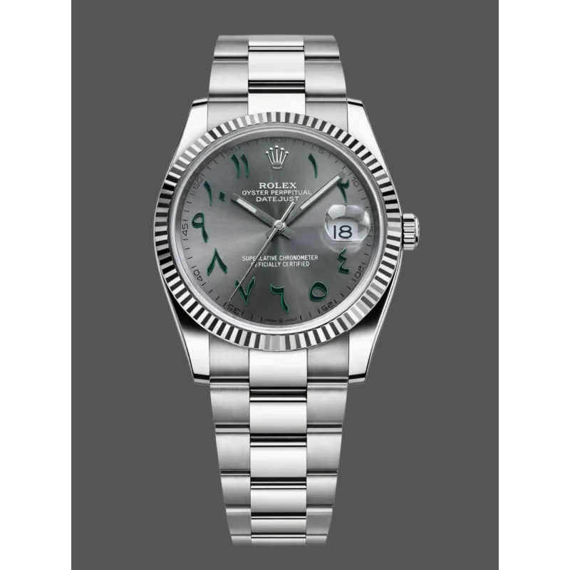 Rolex Datejust Unisex 126234 Replica - Graues Zifferblatt Geriffelte Luenette