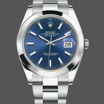 Rolex Datejust 126300 Replica - Blaues Zifferblatt Geriffelte Luenette