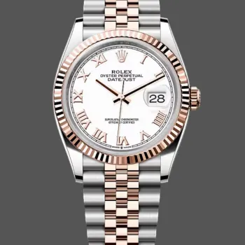 Rolex Datejust Damen 126231 Replica - Weisses Zifferblatt Geriffelte Luenette