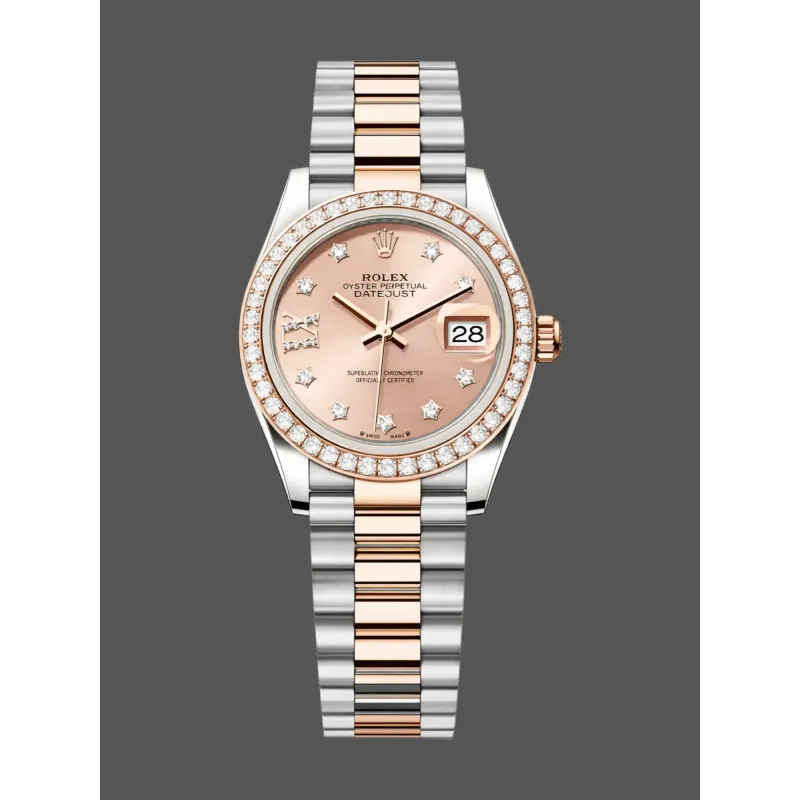 Rolex Lady-Datejust 28 Unisex 279381RBR Replica - Rosa Zifferblatt Diamantluenette