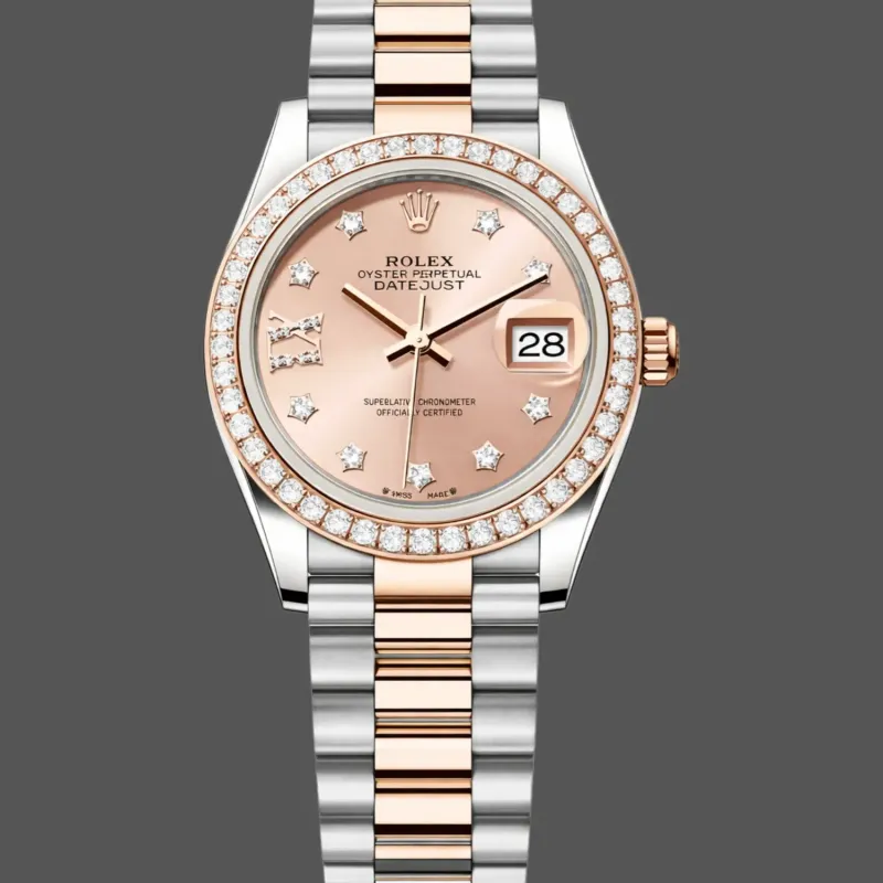 Rolex Lady-Datejust 28 Unisex 279381RBR Replica - Rosa Zifferblatt Diamantluenette