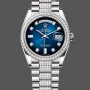 Rolex Day-Date 36 Unisex 128349RBR Replica - Blaues Zifferblatt Diamantluenette