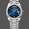 Rolex Day-Date 36 Unisex 128349RBR Replica - Blaues Zifferblatt Diamantluenette