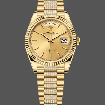 Rolex Day-Date 36 Unisex 128238 Replica - Champagner Zifferblatt Geriffelte Luenette