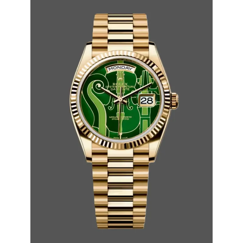 Rolex Day-Date 36 Vienna Philharmonic Unisex 128238-VIO Replica - Gruenes Zifferblatt