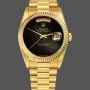 Rolex Day-Date 36 Unisex 18038 Replica - Schwarzes Zifferblatt Geriffelte Luenette