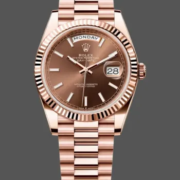 Rolex Day-Date 40 228235 Replica - Schokoladenbraunes Zifferblatt Geriffelte Luenette