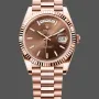 Rolex Day-Date 40 228235 Replica - Schokoladenbraunes Zifferblatt Geriffelte Luenette