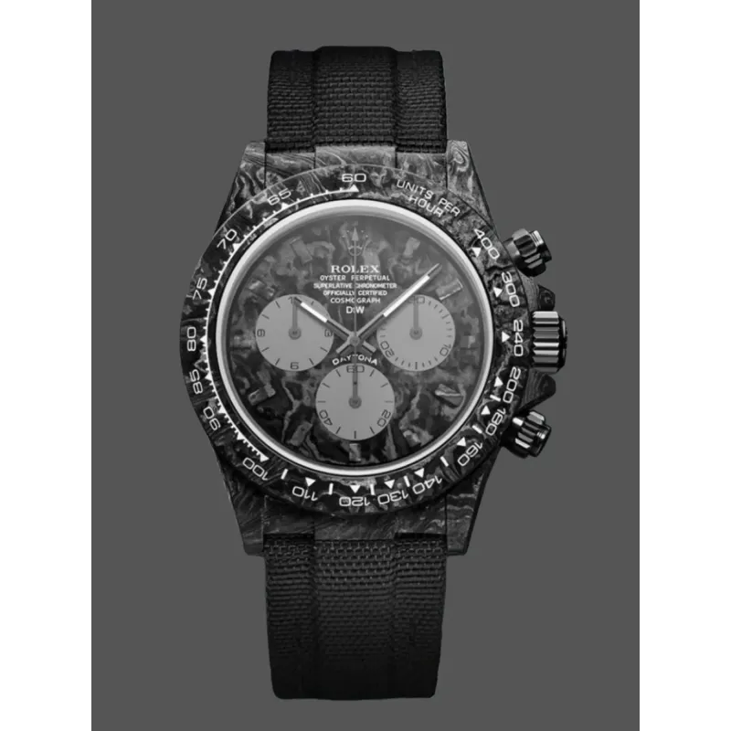 Rolex DiW Daytona All Carbon Graphite Replica - Schwarzes Zifferblatt Tachymeter-Luenette