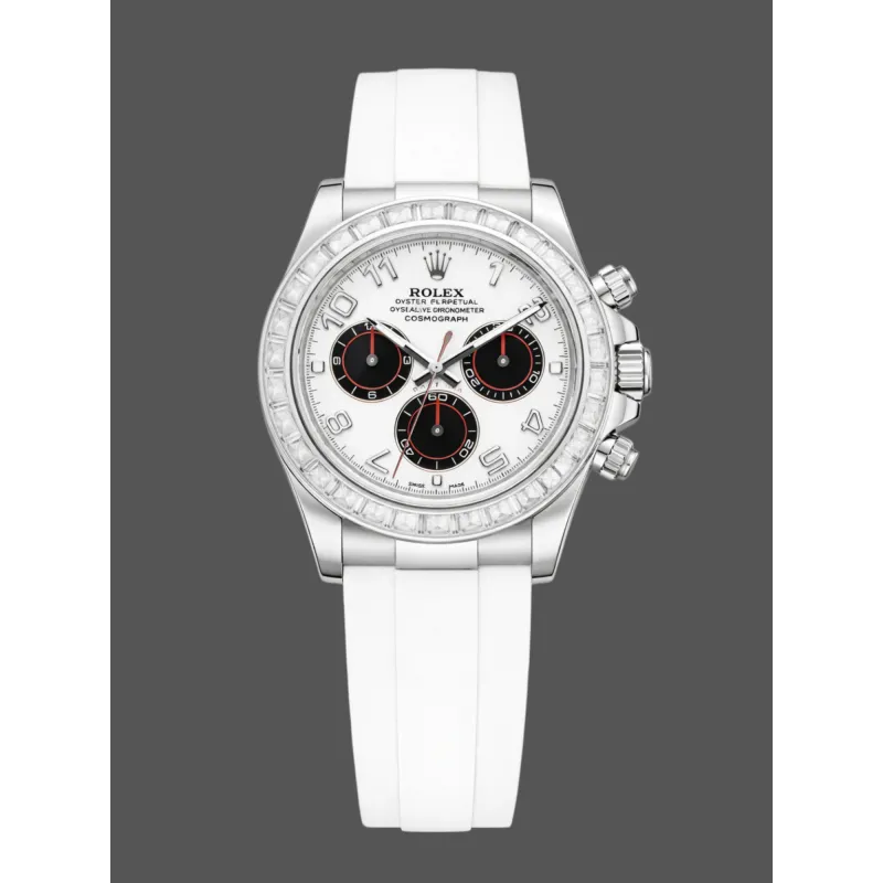 Rolex Cosmograph Daytona 116519 Replica - Weisses Zifferblatt Diamantluenette
