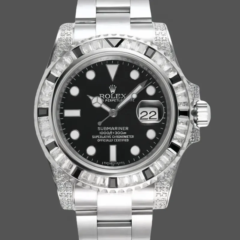 Rolex Submariner Hulk 116610 Replica - Schwarzes Zifferblatt Geriffelte Luenette