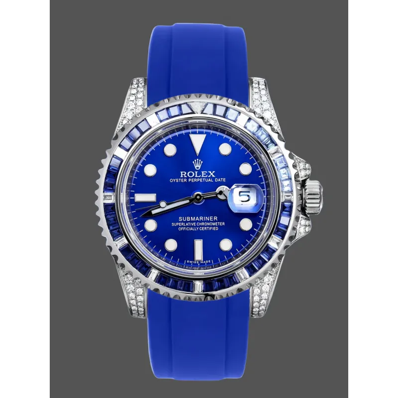 Rolex Submariner Hulk 116610 Replica - Blaues Zifferblatt Geriffelte Luenette