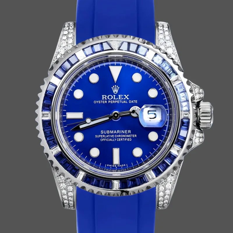 Rolex Submariner Hulk 116610 Replica - Blaues Zifferblatt Geriffelte Luenette