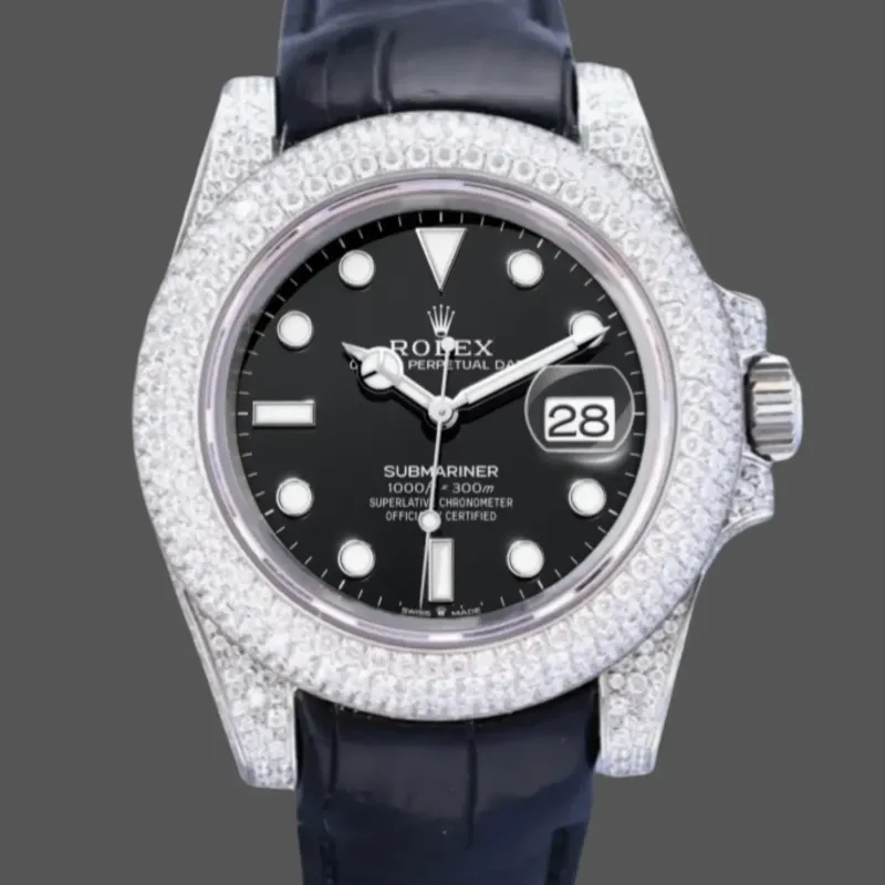 Rolex Submariner Hulk 116610 Replica - Schwarzes Zifferblatt Diamantluenette