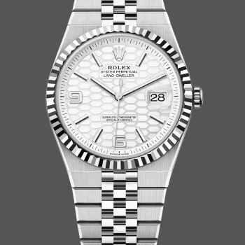 Rolex Land-Dweller 40 127334 Replica - Silbernes Zifferblatt Geriffelte Luenette