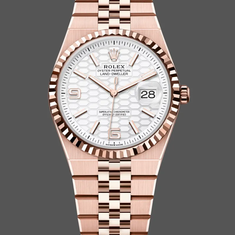 Rolex Land-Dweller Unisex 127235 Replica - Silbernes Zifferblatt Geriffelte Luenette