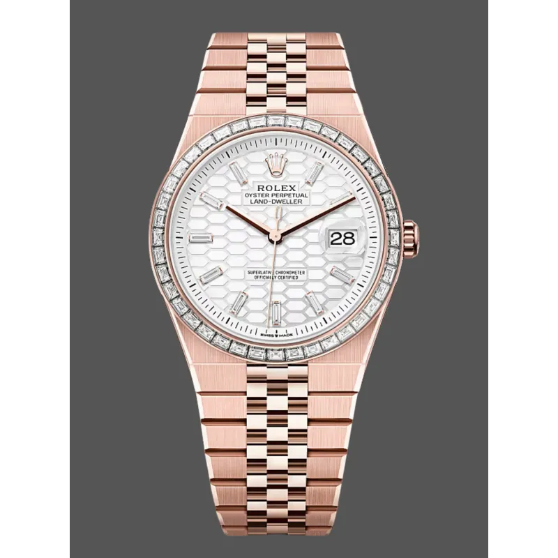 Rolex Land Dweller 127385TBR Replica - Ice White Diamantluenette