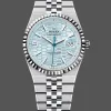 Rolex Land Dweller Unisex 127236 Replica - Eisblaues Zifferblatt Geriffelte Luenette