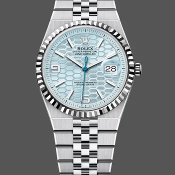 Rolex Land Dweller Unisex 127236 Replica - Eisblaues Zifferblatt Geriffelte Luenette