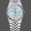 Rolex Land-Dweller 40 127336 Replica - Eisblaues Zifferblatt Geriffelte Luenette