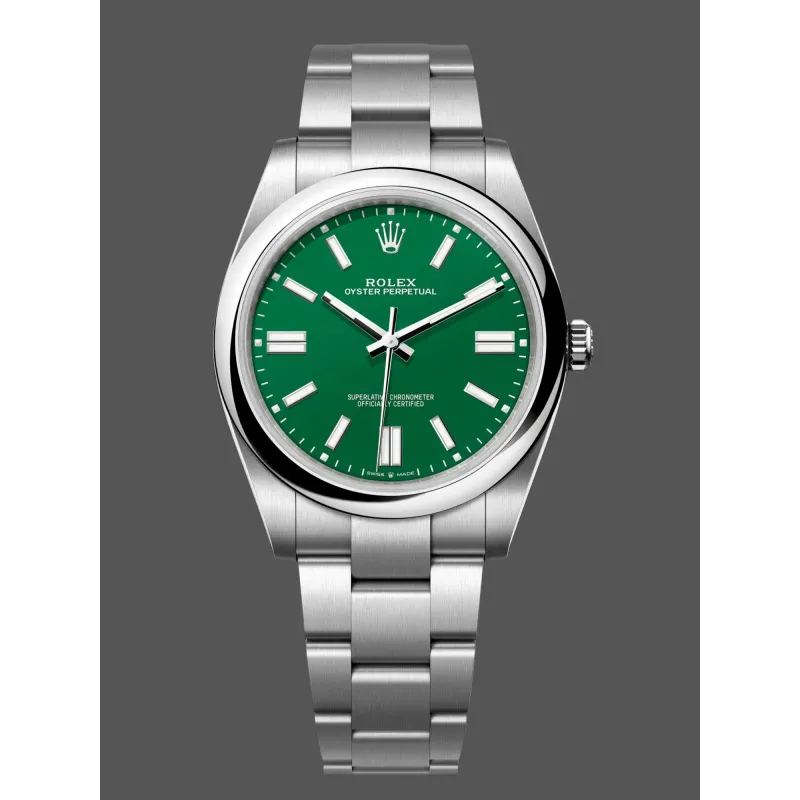 Rolex Oyster Perpetual 41 134300 Replica - Gruenes Zifferblatt Oyster-Armband