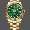 Rolex Sky-Dweller 336938 Replica - Gruenes Zifferblatt Geriffelte Luenette