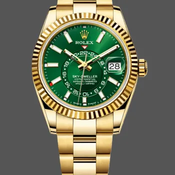 Rolex Sky-Dweller 336938 Replica - Gruenes Zifferblatt Geriffelte Luenette