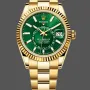 Rolex Sky-Dweller 336938 Replica - Gruenes Zifferblatt Geriffelte Luenette