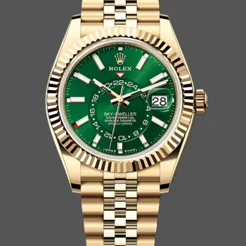 Rolex Sky-Dweller 336938 Replica - Gruenes Zifferblatt Geriffelte Luenette