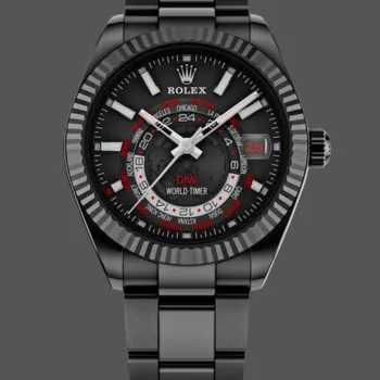 Rolex Sky-Dweller CUSTOMIZED Replica - Schwarzes Zifferblatt Edelstahl