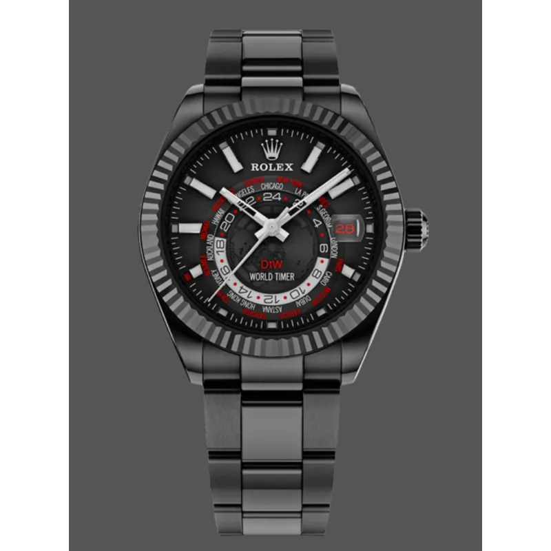 Rolex Sky-Dweller CUSTOMIZED Replica - Schwarzes Zifferblatt Edelstahl