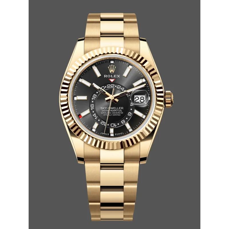 Rolex Sky-Dweller 336938 Replica - Schwarzes Zifferblatt Bicolor