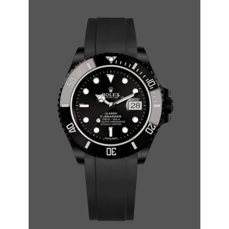 Rolex Submariner Hulk 116610 Replica - Schwarzes Zifferblatt Geriffelte Luenette