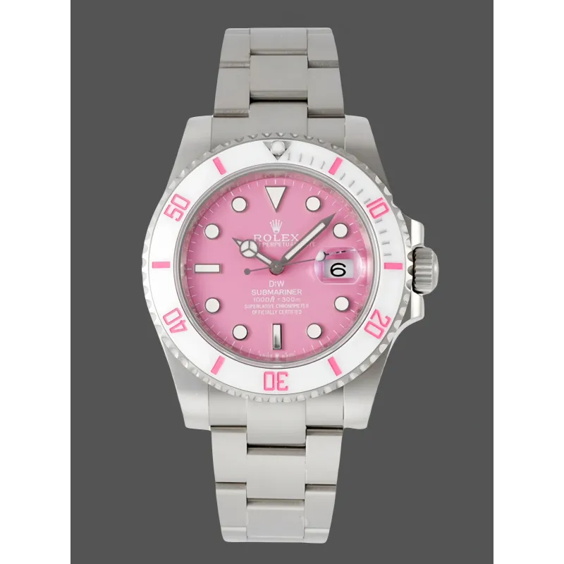 Rolex Submariner Hulk 116610 Replica - Rosa Zifferblatt Geriffelte Luenette