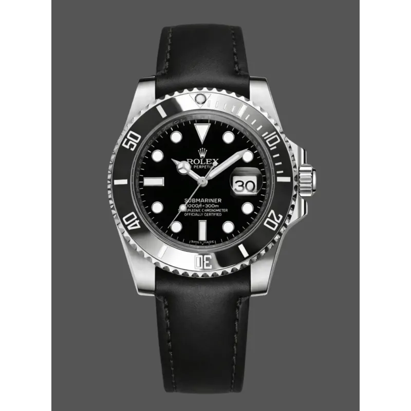 Rolex Submariner Date 116610LN Replica - Schwarzes Zifferblatt Lederarmband