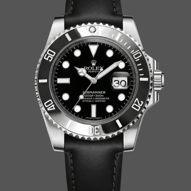Rolex Submariner Date 116610LN Replica - Schwarzes Zifferblatt Lederarmband