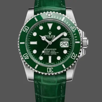 Rolex Submariner Date Hulk 116610LV Replica - Gruenes Zifferblatt Lederarmband