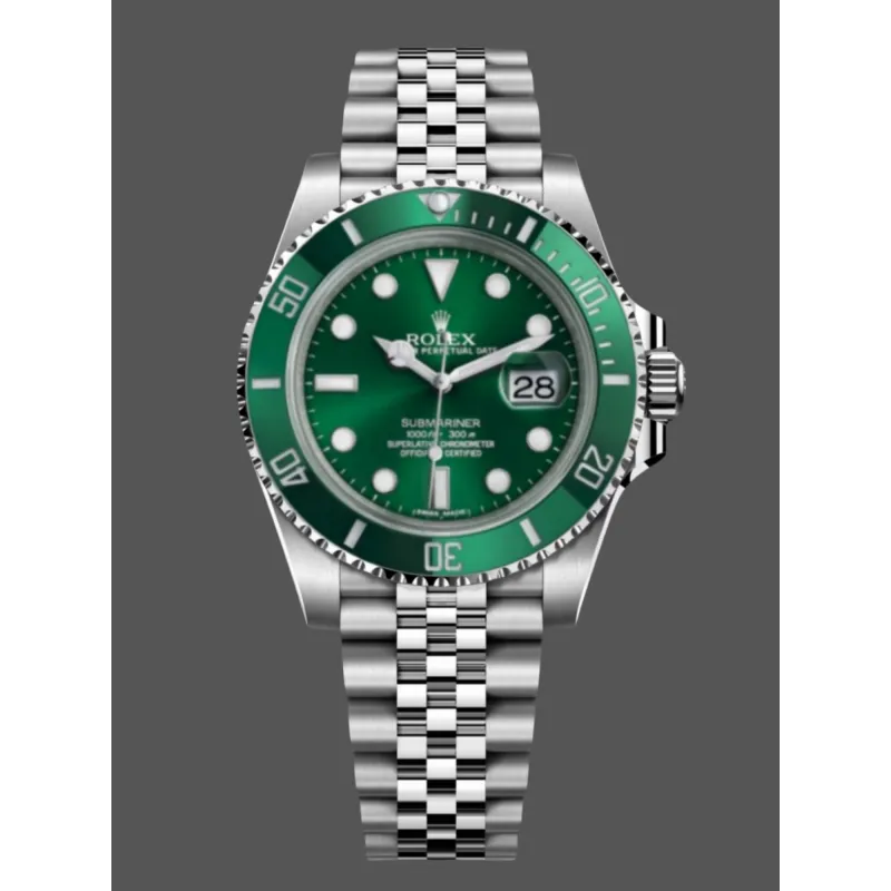 Rolex Submariner Hulk 116610LV Replica - Gruenes Zifferblatt Geriffelte Luenette