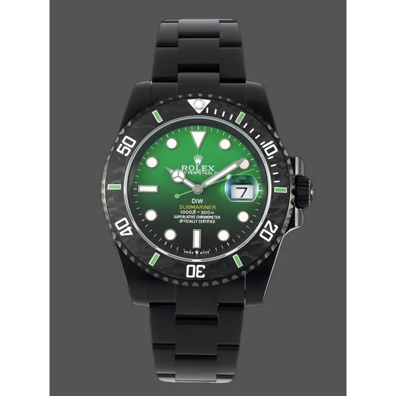 Rolex Submariner Hulk 116610LV Replica - Schwarzes Zifferblatt Geriffelte Luenette