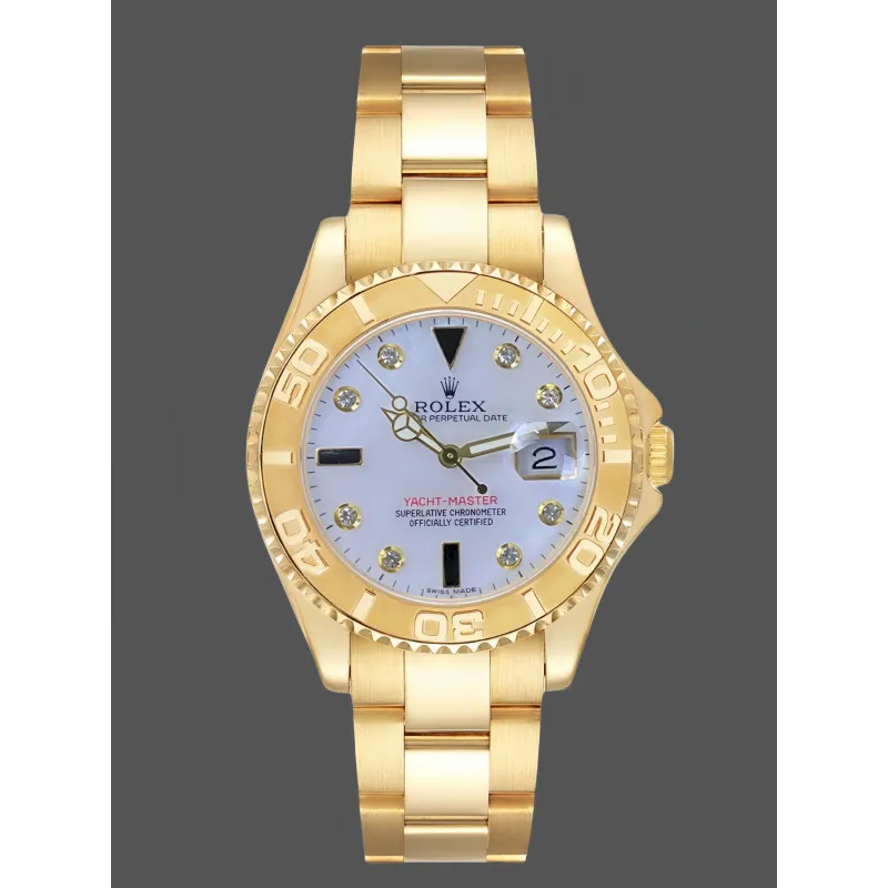Rolex Yacht-Master Damen 168628 Replica - Weisses Zifferblatt Edelstahl